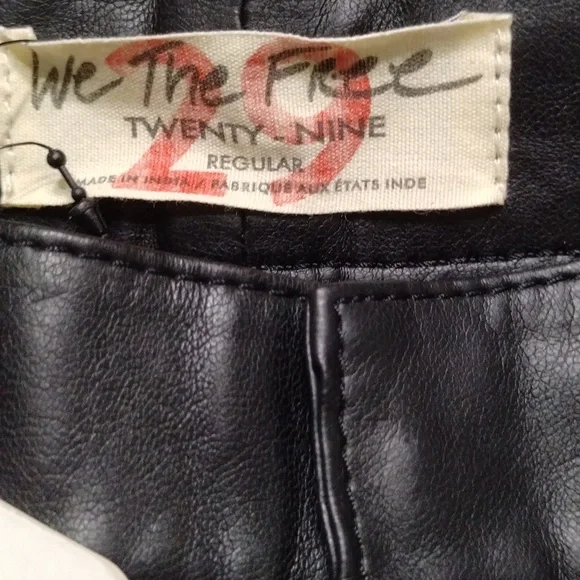 We the Free faux leather Zip up black pants size 29 pockets ankle High Rise